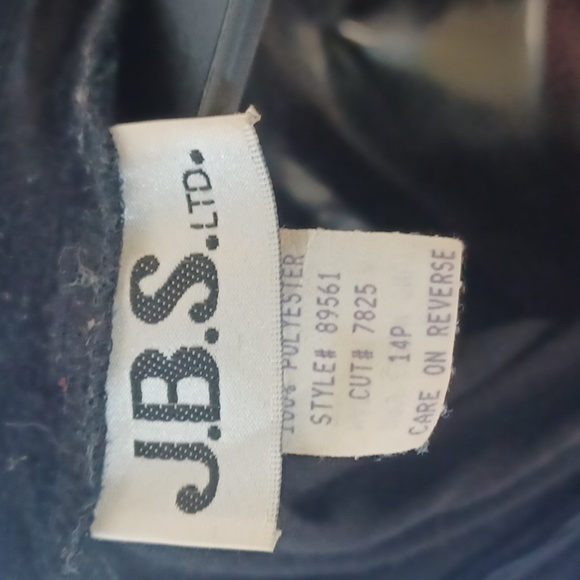 Vintage J.B.S Plaid Dress, Red Plaid w black velvet top, faux vest - Picture 7 of 10